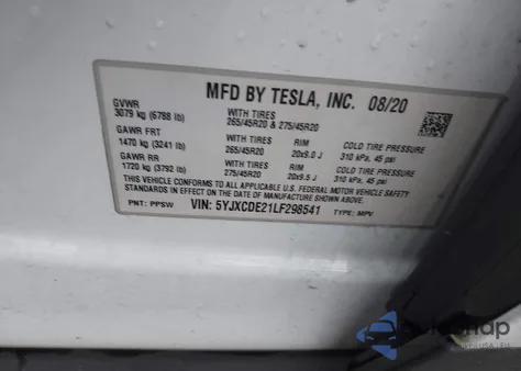 2020 Tesla Model X Long Range Dual Motor All-Wheel Drive/Long Range Plus Dual Motor All-Wheel Drive from USA, damaged, VIN 5YJXCDE21LF298541